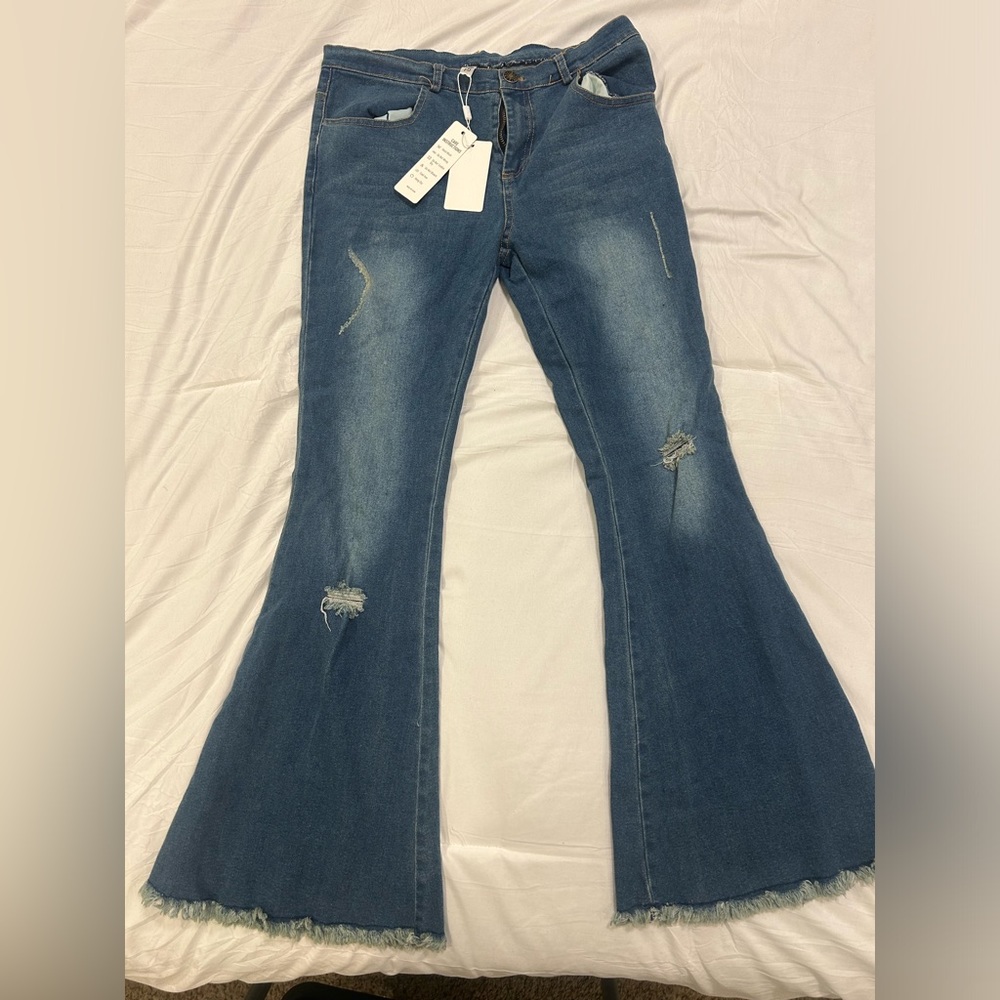Girls distressed flared jeans